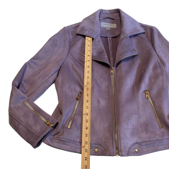 Marc New York Faux Suede Moto Jacket Ash Purple Andrew Marc Sz L - Picture 9 of 16